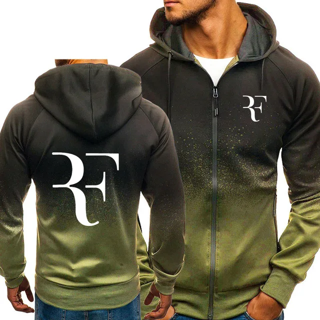 

RF Roger Federer Print Sweatshirt Gradient Hoodies Men Spring Autumn Fleece Zipper Jacket Mens Hoodie Harajuku Male Clothing jk
