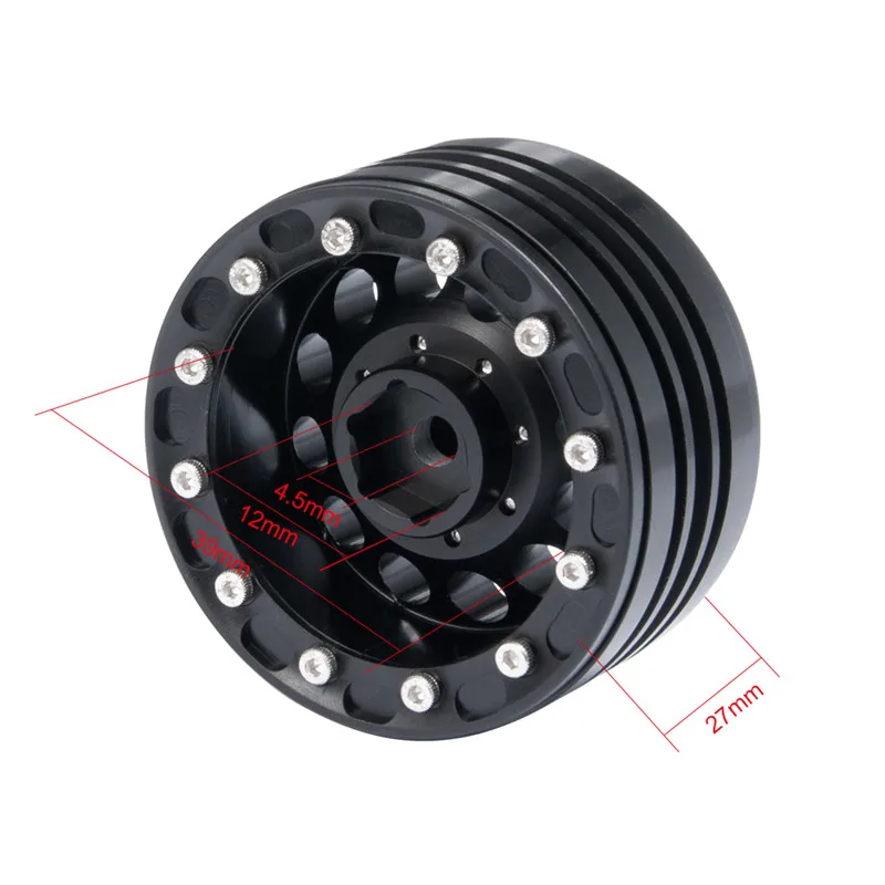 

Scx10 Trx-4 1.9 Inch Beadlock Aluminum Beadlock Wheel Rims Set for 1/10 TRX-4 SCX10 D90 Wraith 36 37 RC Crawler Wheel,Black