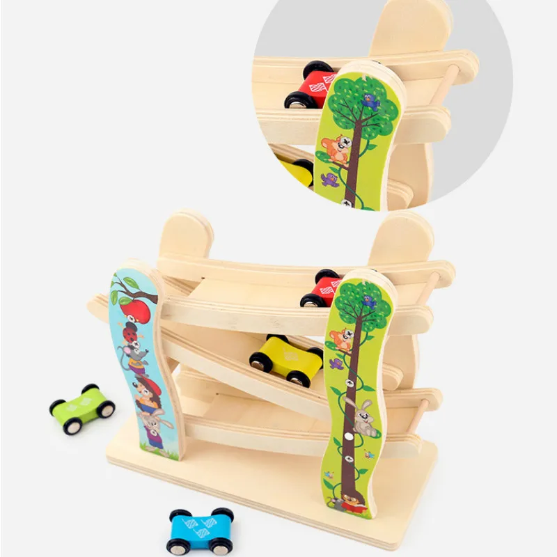 Раздвижные игрушечные машинки для деревянной железной дороги 3-этажная трасса и 4
