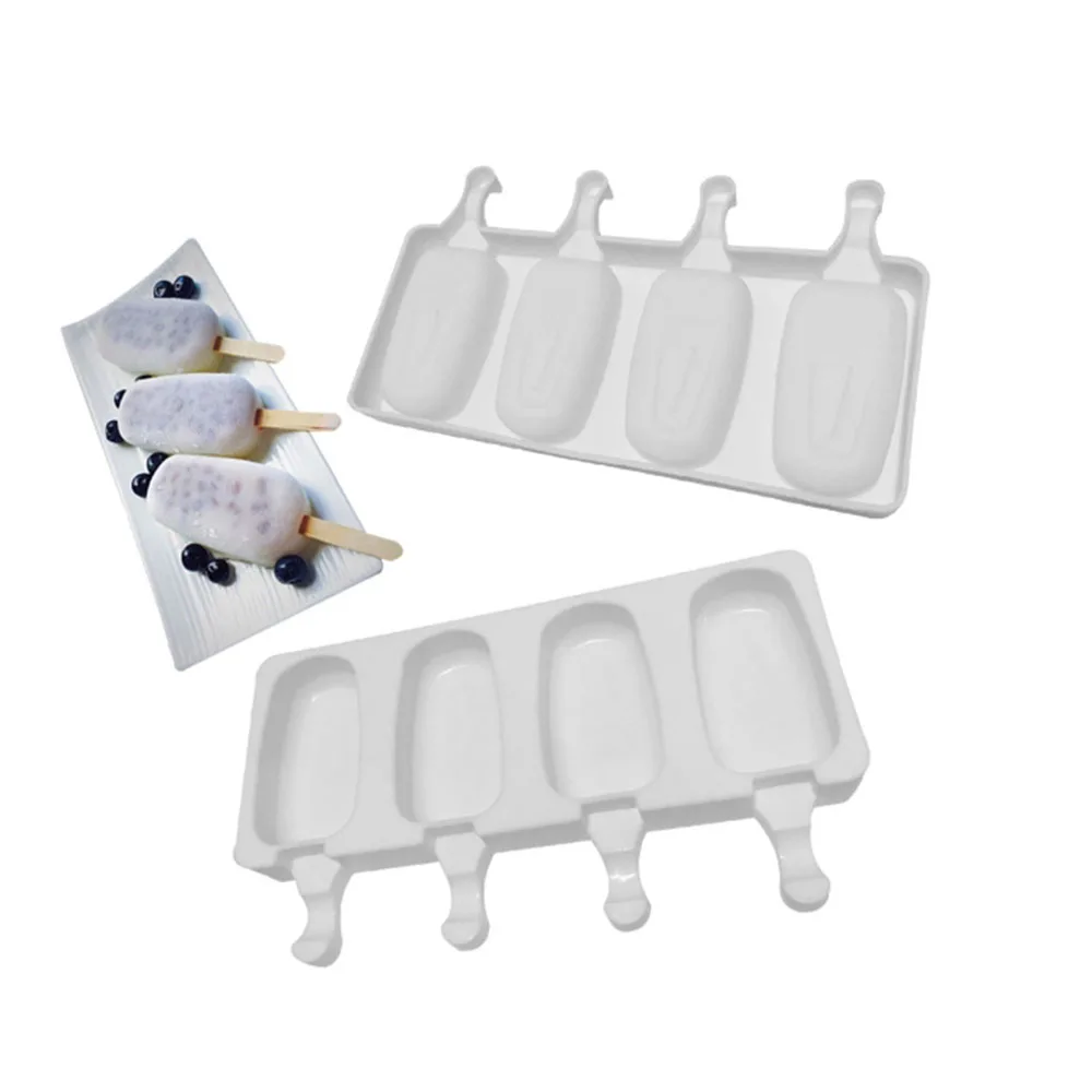 

Silicone Ice Cream Molds 4 Cell Ice Cube Tray Food Safe Popsicle Maker DIY Homemade Freezer Ice Lolly Mould Kitchen Accessories