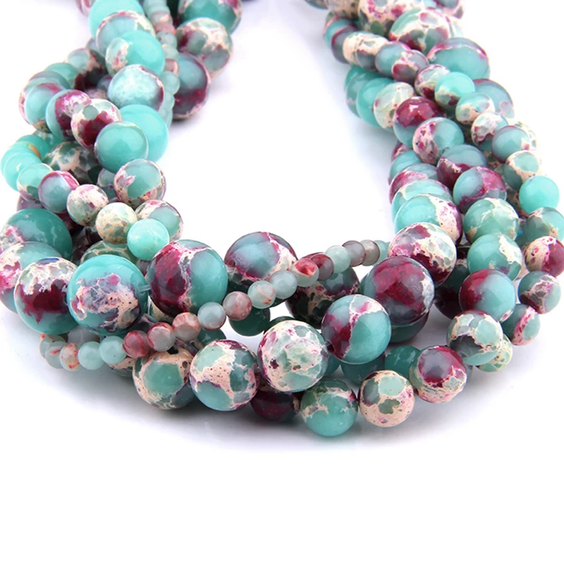 15inch smooth Round ShouShan Stone Snakeskin Blue Spacer loose Beads For Jewelry Making bracelet 4-12mm women men bulk diy | Украшения и