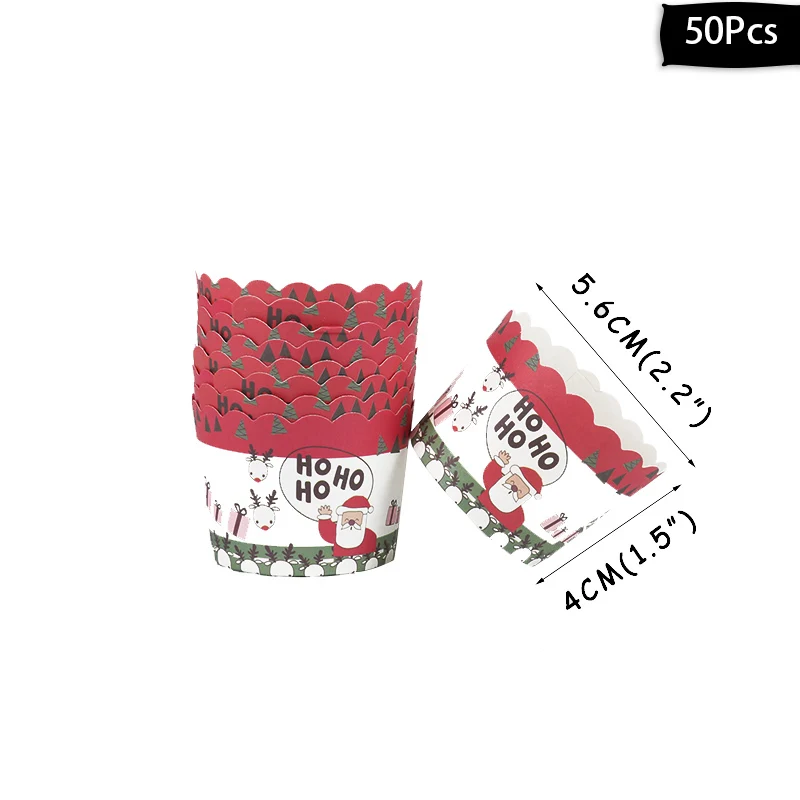 50pcs cupcake-F WEIGAO милый олень дерево Подарочная коробка конфеты сумки Счастливого Рождества пакет для печенья на год рождественские вечерние подарочные пакеты пластиковые пакеты - Цвет: 50pcs cupcake-F