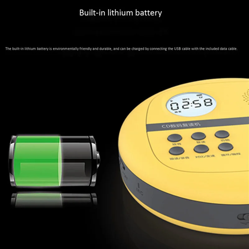 CD Walkman with speaker chassis bracket USB flash disk TF card player MP3 audio portable high fidelity music LED | Электроника