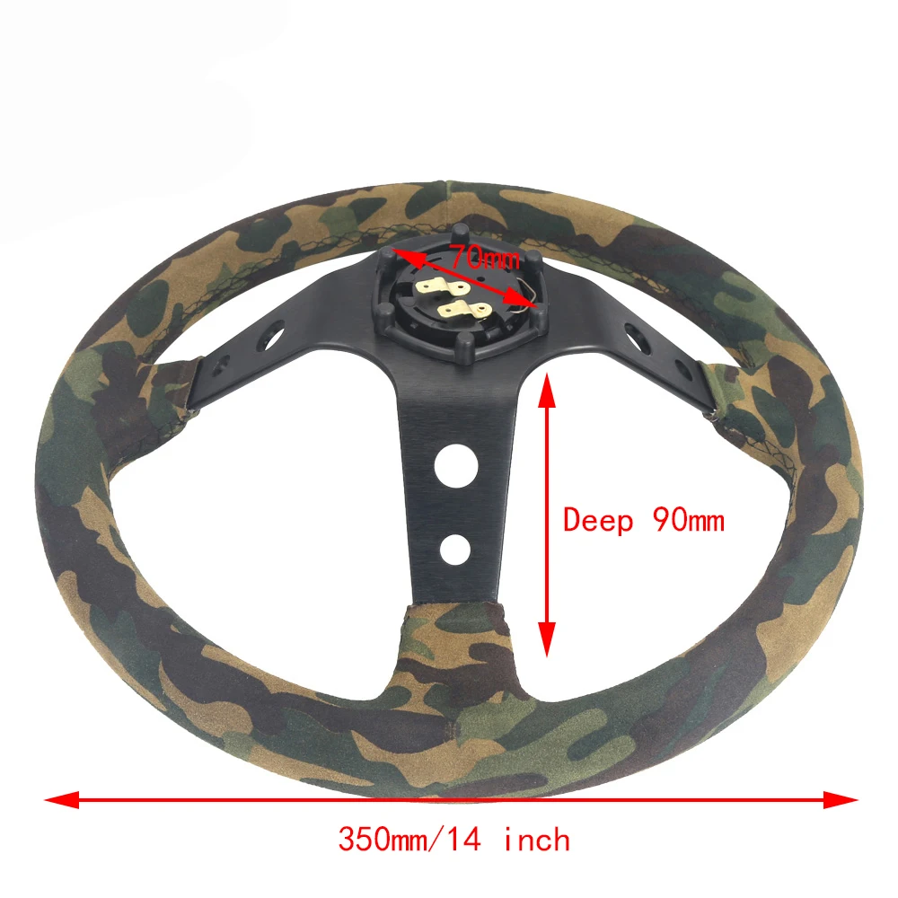 350 мм 14 дюймов камуфляжная кожа замша гоночное рулевое колесо универсальное 95