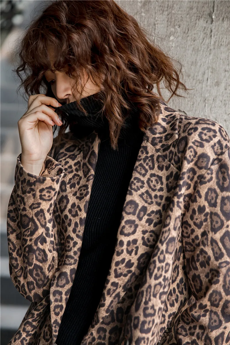 CHEERART двубортный блейзер с леопардовым принтом коричневые стеганые женские