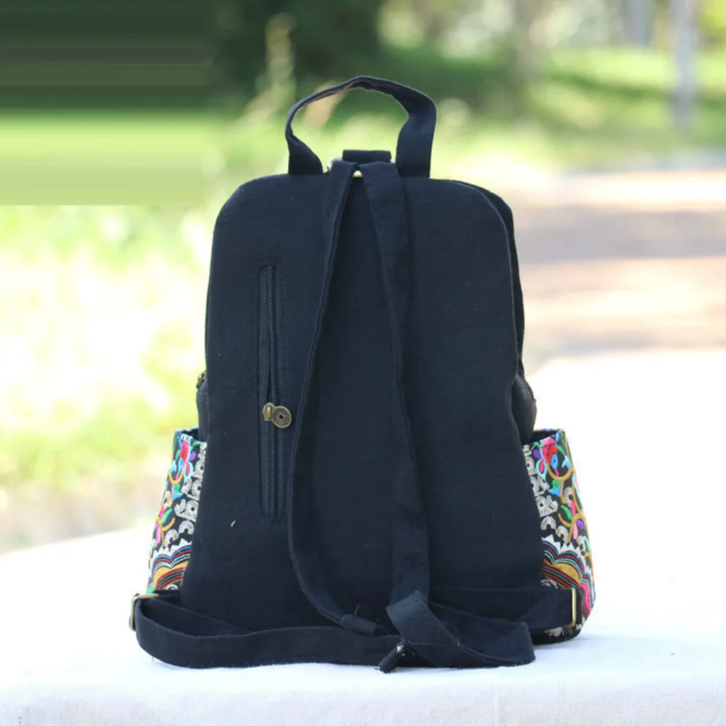 Холщовый этнический рюкзак с вышивкой женская сумка ручной работы цветочной