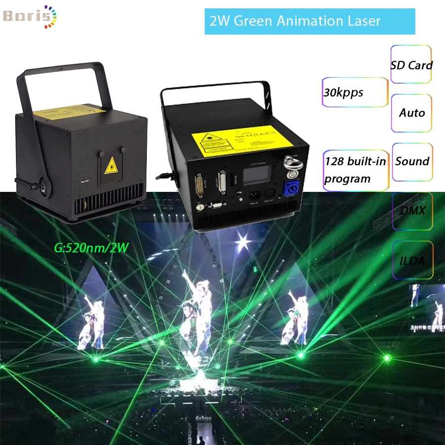 Зеленый 1 Вт лазерный проектор сценический светильник анимационный s 2 мультфильм