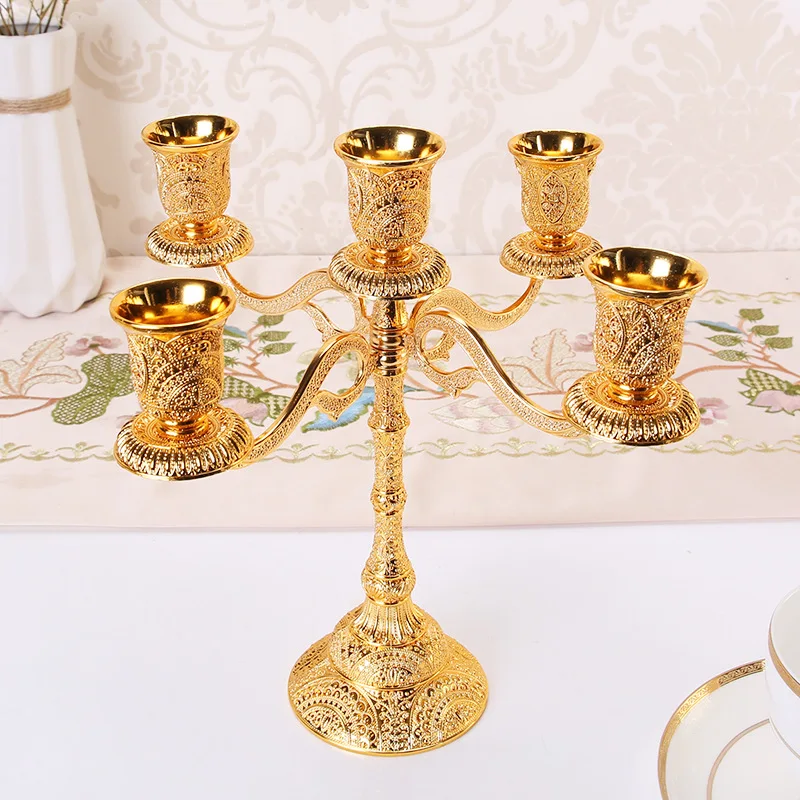 

European 1/3/5-arms Metal Candle Holders Candlestick Stand Wedding Decoration Bar Party Home Decor Candle Holder