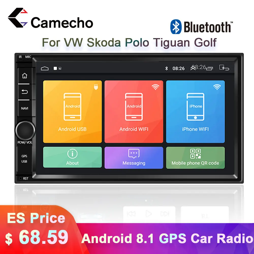 Camecho 2Din Android 8 1 Автомобильный GPS мультимедийный плеер авторадио 2din стерео для VW