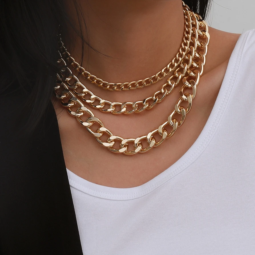 

Stempunk Chunky Chains Collars Necklace for Women Hip-Hop Goth Boys Choker Necklace Couples Statement Necklace Jewelry Charm