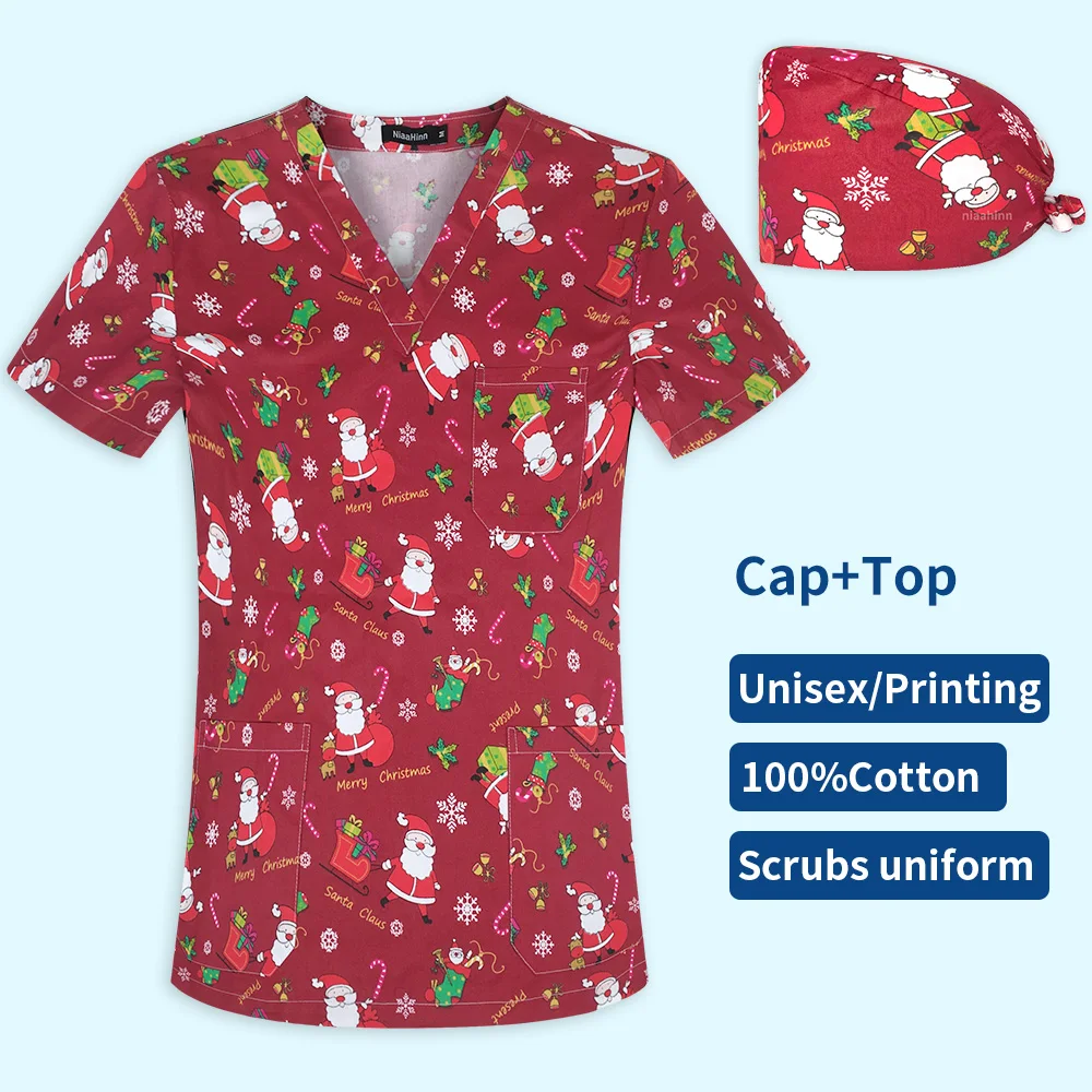 Скрабы для кормления униформа женщин стоматологов Рождественский топ рабочая