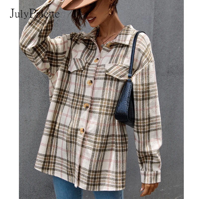 

Женская однобортная блузка Julypalette, винтажная хлопковая рубашка с длинным рукавом, свободного кроя, Осень-зима 2021