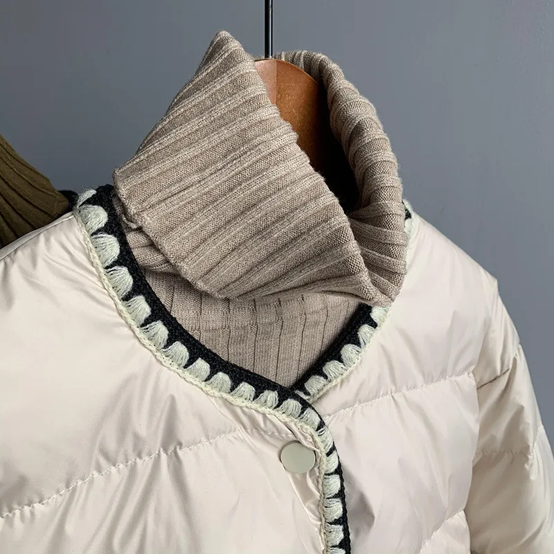 

MyZyQg Winter Contrast Parkas Coat Women Casual Thick Warm Short Bread Padded Jackets Korean Outerwear Coats Streetwear Clothes