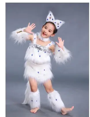 Костюм для косплея девочек с изображением белого кота пикантные костюмы лисой