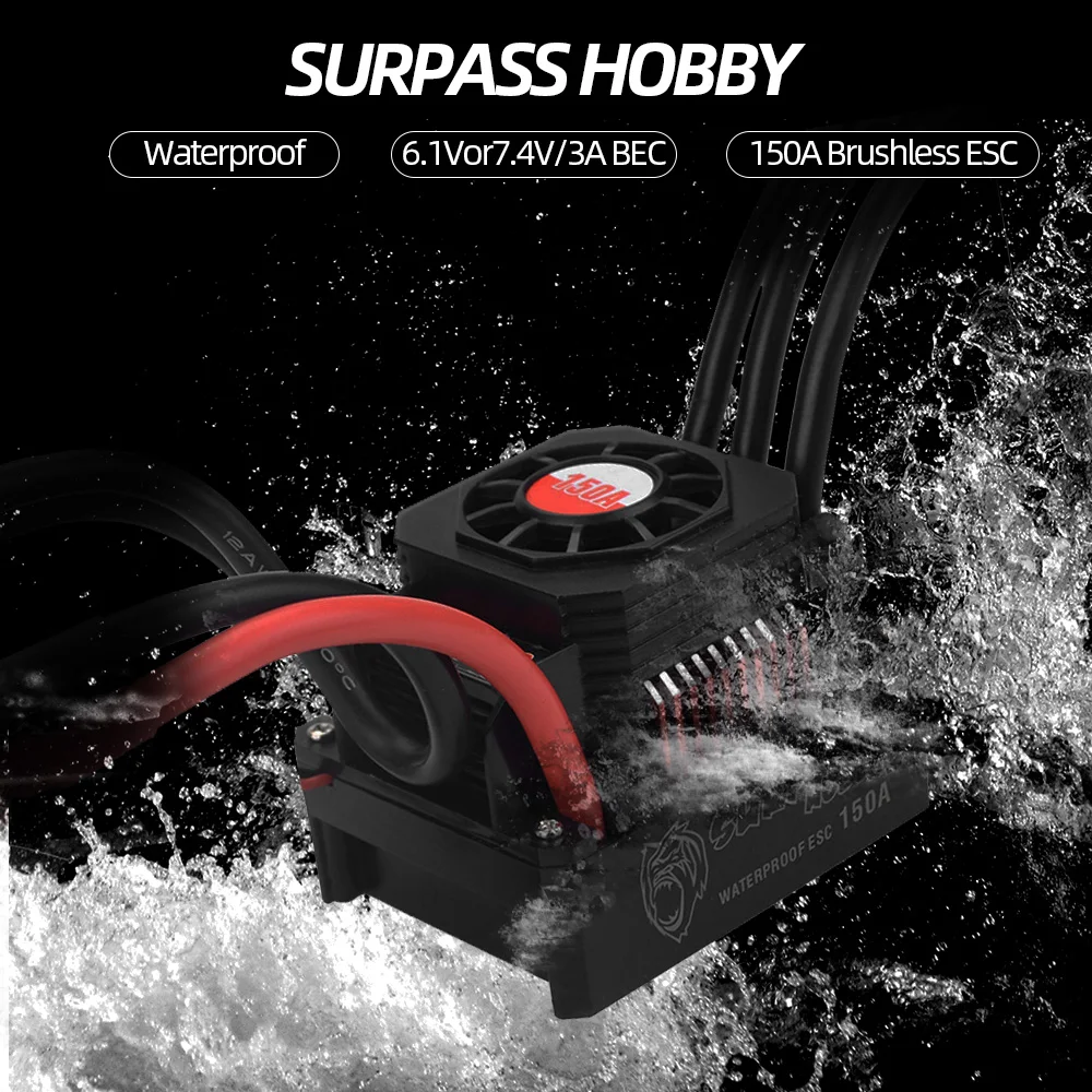 Original SURPASS HOBBY 80A/120A/150A Brushless ESC Waterproof Electric Speed Controller for 1/8 RC Truck Off-road Car | Игрушки и хобби