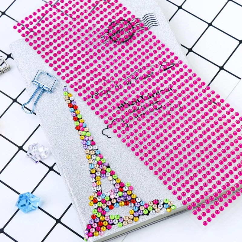 kawaii acrylic car diamond sticker notebook decor scrapbooking cell phone nail stick label office school supplies stationery free global shipping