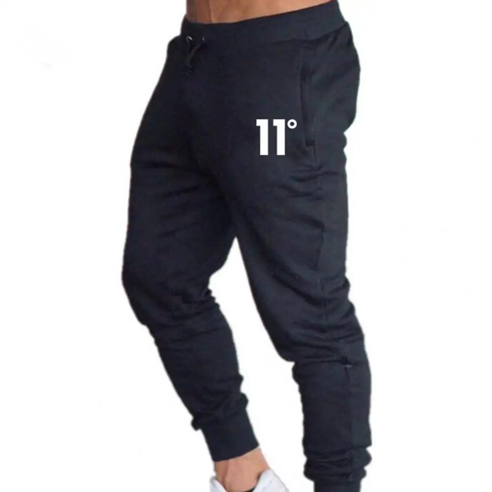 

Sports Pants Drawstring Number Print Ankle Tied Cotton Blend Men Pockets Slim Trousers Sweatpants for Fitness Pockets Pants