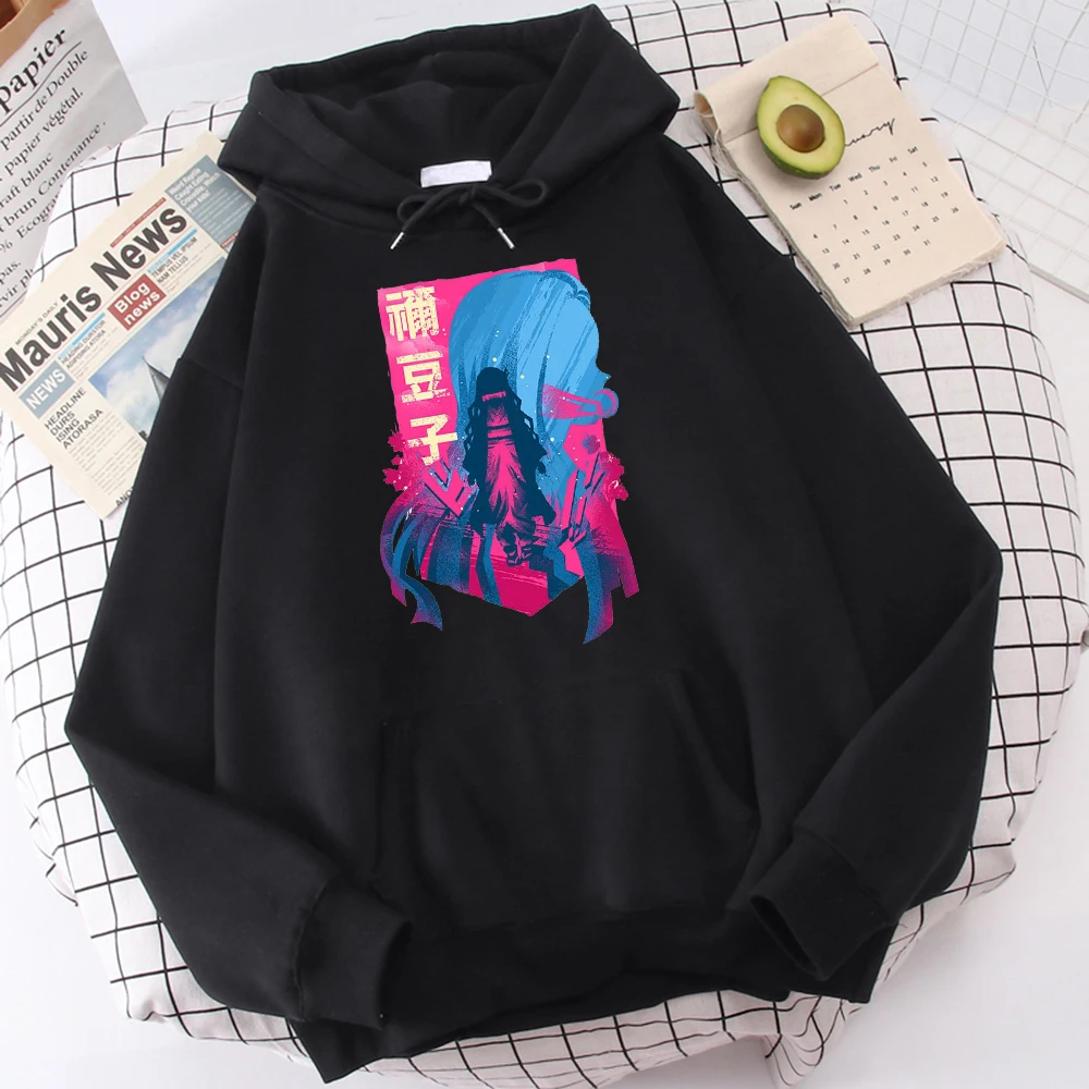 

100%COTTON Hoodies Men Demon Slayer Kamado Nezuko Japan Anime Streetwear Autumn New Vintage Hoodie Pullover Printing Crewneck