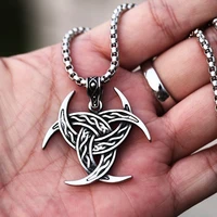 vintage trinity odin viking pendant necklace stainless steel men chain punk nordic celtics knot necklace pendant jewelry gift