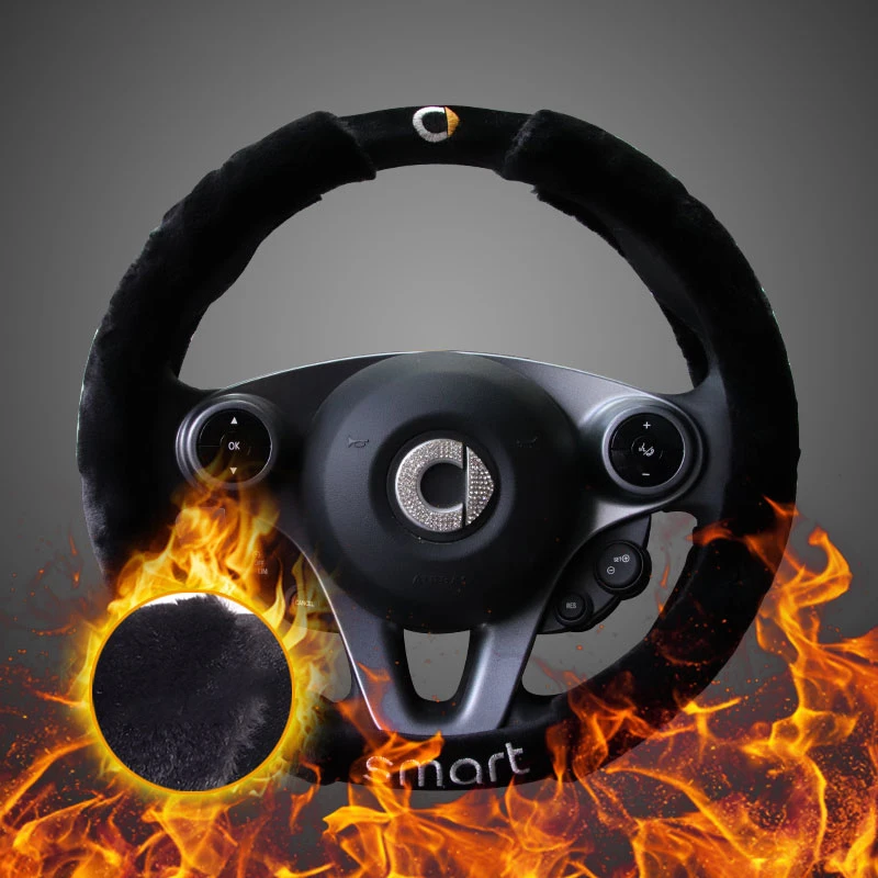 Автомобильный плюшевый чехол на руль внутреннее нескользящее украшение для Mercedes