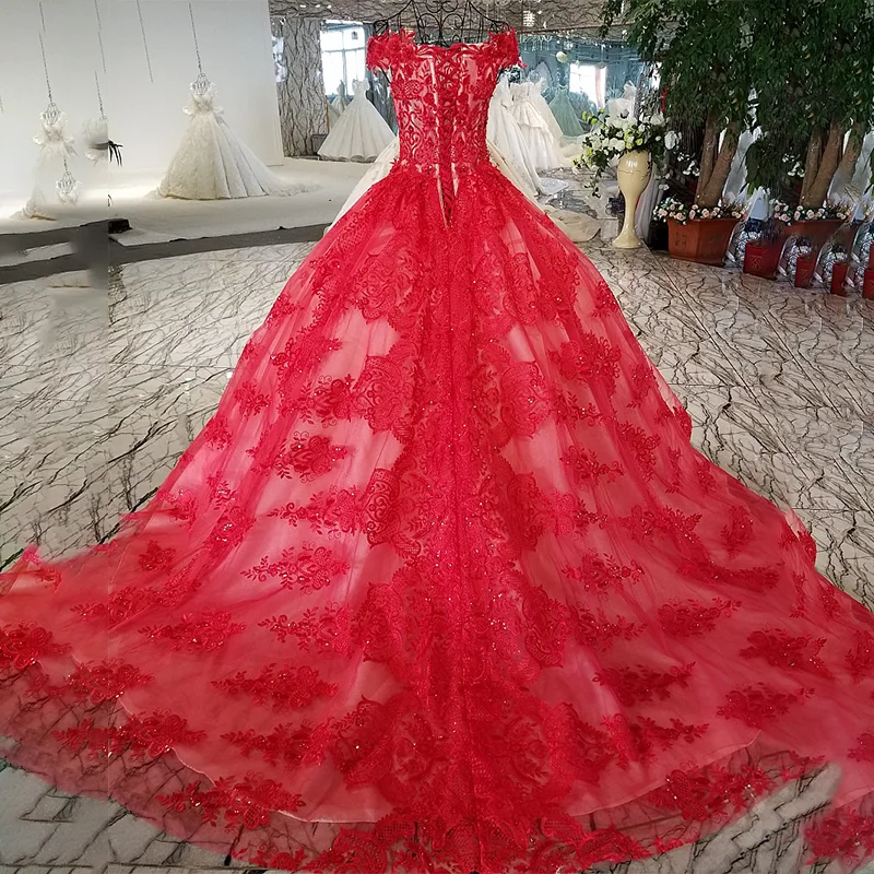 LS98410 2018 новых реальных фотографий показать плеча короткий рукав красный