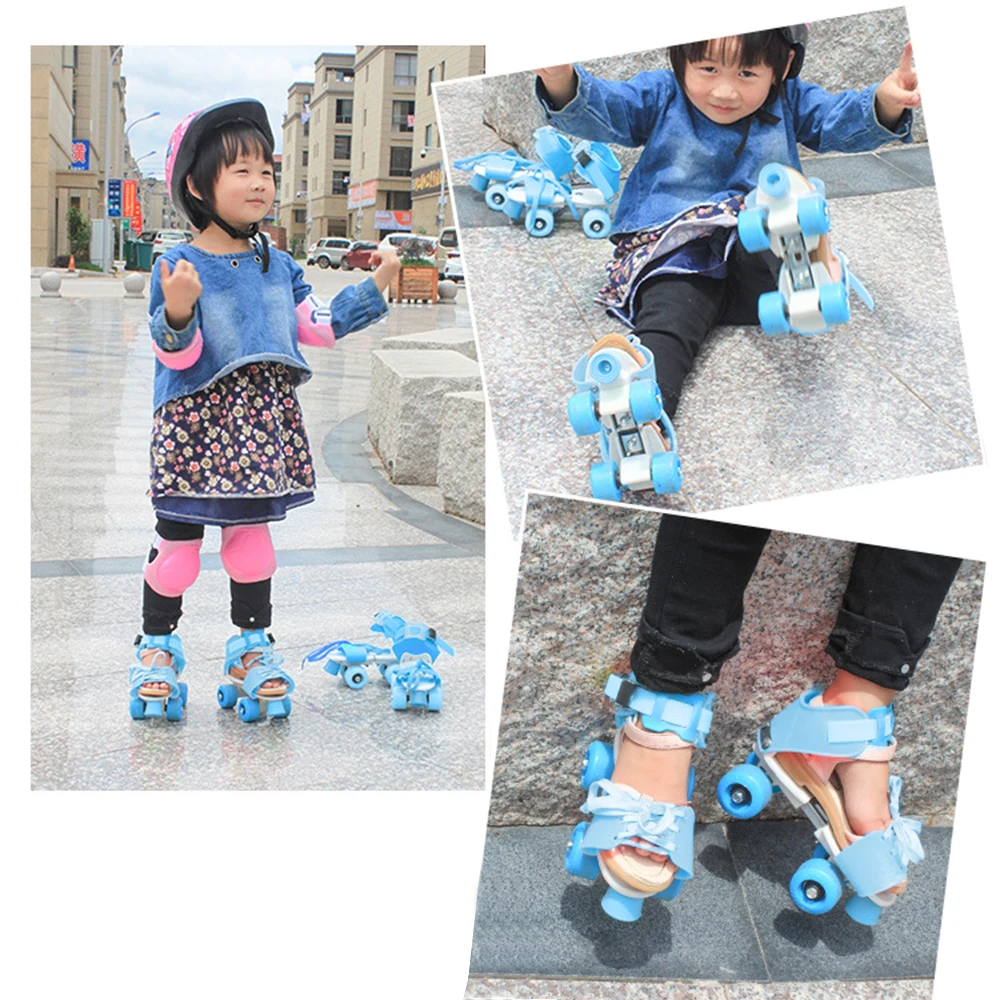 

Adjustable Size Children Roller Skates Double Row Skates Skating Shoes Double Wheels Skates for Beginners Girls Boys