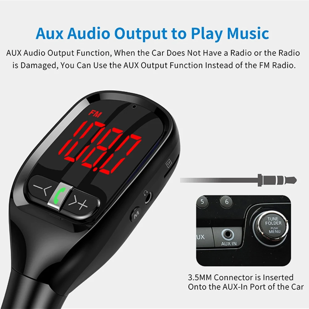 

5V 3.1A Universal FM Transmitter LED Digital Display MP3 Player Multifunctional Car Charger Car Accessories Interior