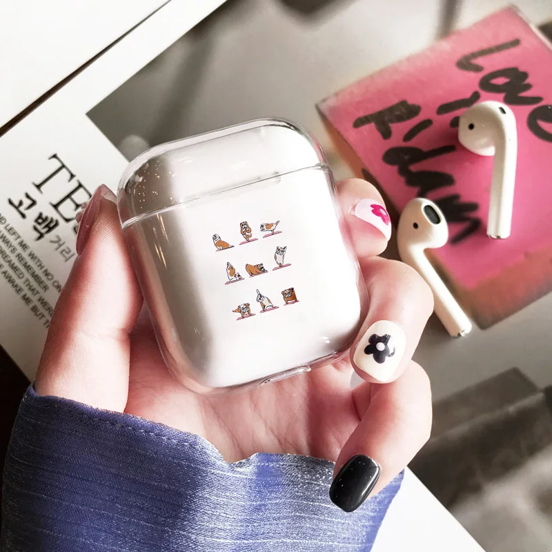 Прозрачный чехол для наушников Apple airpods милый йоги с животными Airpods аксессуары