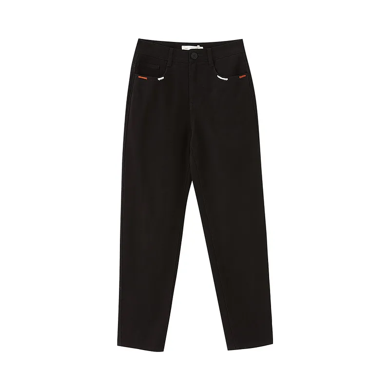 INMAN Summer Bottom Causal Minimal Pocket Embroidery Design Women Girl Cropped Trouser Pant