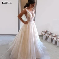 lorie unique beaded lace wedding dresses a line glitter tulle corset princess bridal gowns lace up back wedding bride dresses