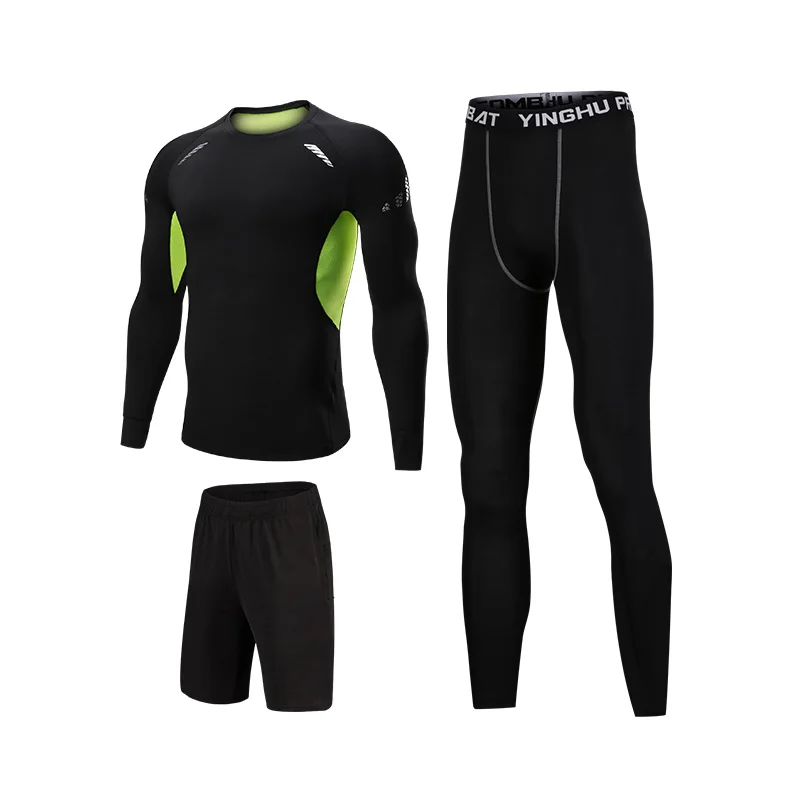 

3Pcs Sports Clothing Men Fitness Compression Sportsuit Exercise Training Tracksuit Breathable Workout Jogging Running Set S-4XL
