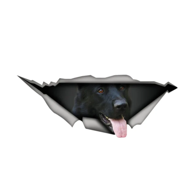 

13cm German Shepherd Sticker Torn Metal Bumper Decal Funny Car Stickers Window Trunk Animal 3D Car Styling