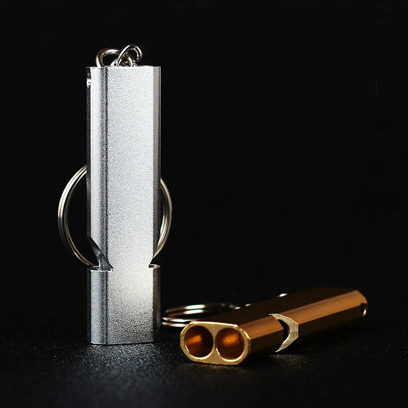 Свисток для выживания из алюминиевого сплава с двойной трубкой спасательное