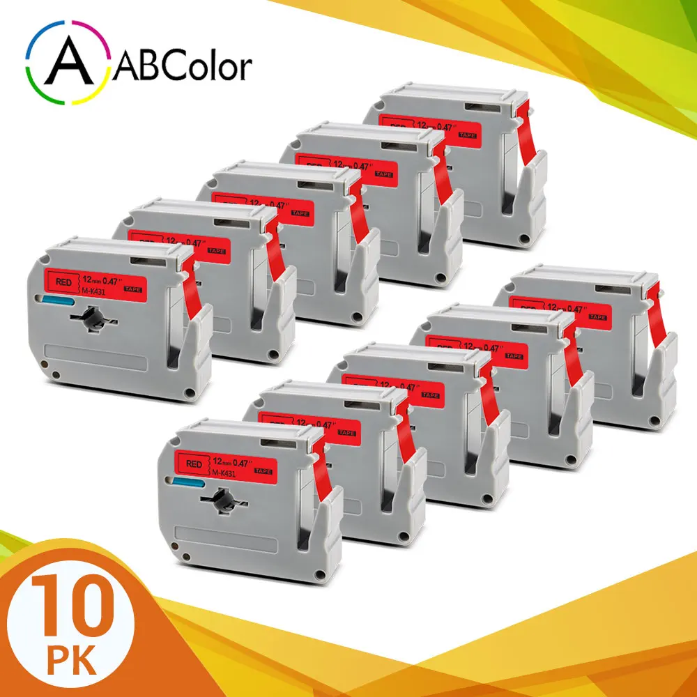 

Compatible Tape For Brother MK-431 MK 431 MK-431 mk431 Label Tape 12mm Black on Red For Brother P touch Label Printer PT-70 80
