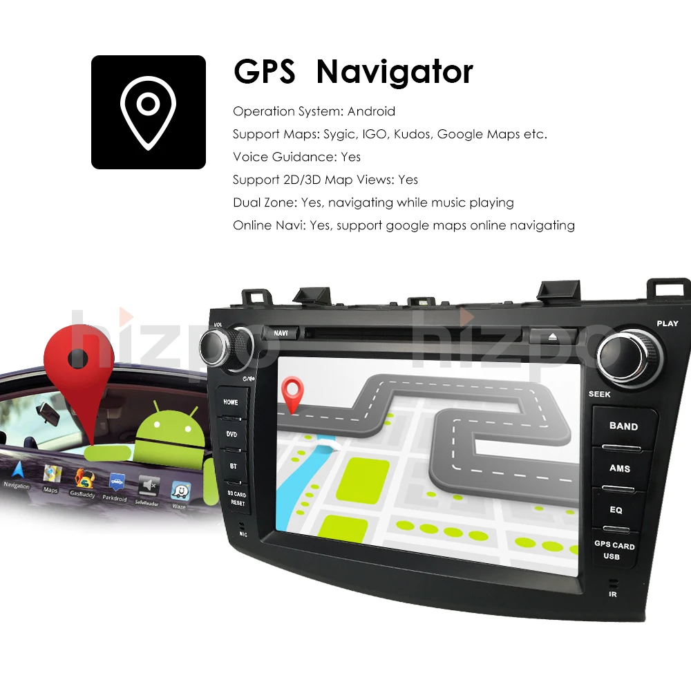 DSP IPS 8-дюймовый 2 DIN автомобильный радиоприемник GPS навигация 2G + 16G DVD стерео плеер