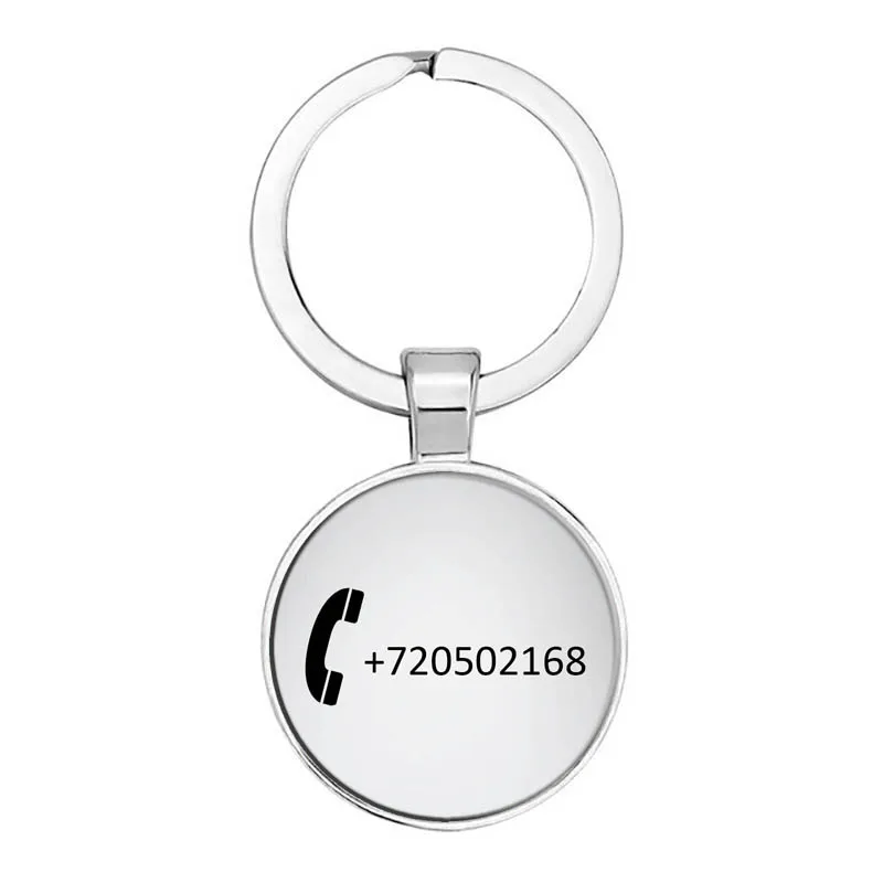 CUSTOMแกะสลักพวงกุญแจสแตนเลสสตีลส่วนบุคคลของขวัญที่กำหนดเองโทรศัพท์หมายเลขAnti-Lost Keyring Key CHAINแหวน