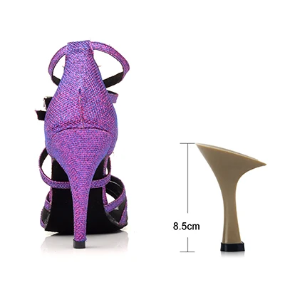 8.5cm SHOYDANC/фиолетовые женские туфли для танцев на высоком каблуке; Обувь для бальных танцев; обувь для выступлений на мягкой подошве; вечерние туфли для танцев - Цвет: 8.5cm