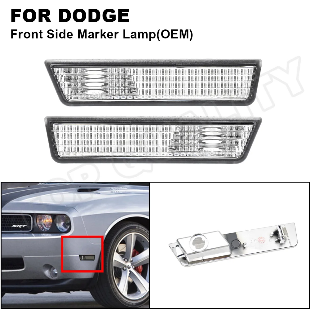 

For Dodge Challenger 2008 2009 2010 2011 2012 2013 2014 Front OEM Style Fender Side Marker Light Turn Signal Lamp Clear Lens
