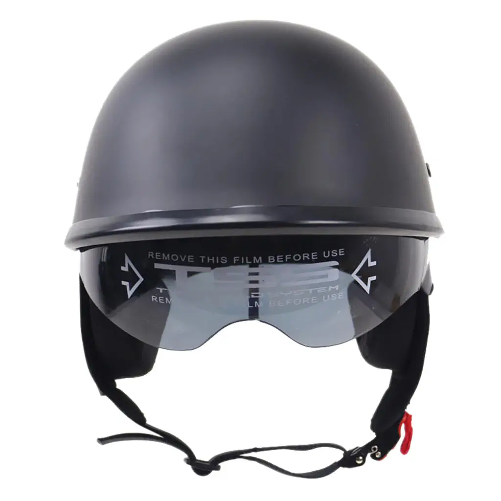 

Мотоциклетный шлем с открытым лицом на половину 1/2 градусов, солнцезащитный козырек в горошек, плоский, черный
