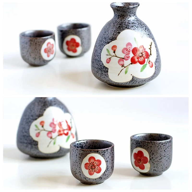 

3pcs/lot Japanese Sake Set Pulm Blossom Painting Design Porcelain Pottery Traditional Ceramic Cups Crafts Drinking Wine Glasses