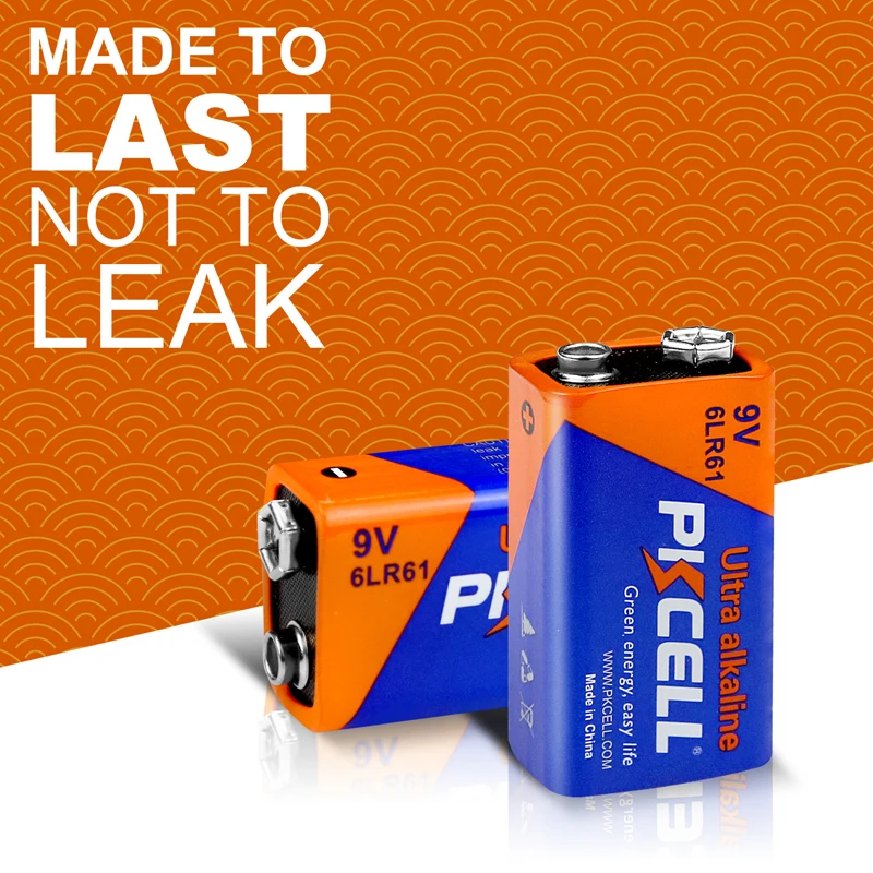 

20PC PKCELL 9V Battery 6F22 6LR61 PPP3 1604A Non-Rechargeable Alkaline Batteries for 9V Battery Electronic thermometer RU stock