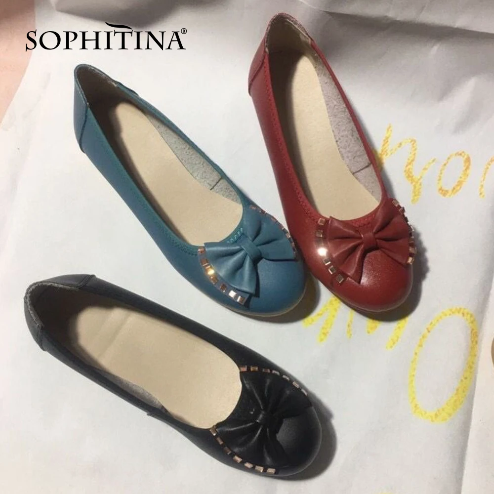 Туфли женские на плоской подошве с бантиком PO599 2020 | Обувь