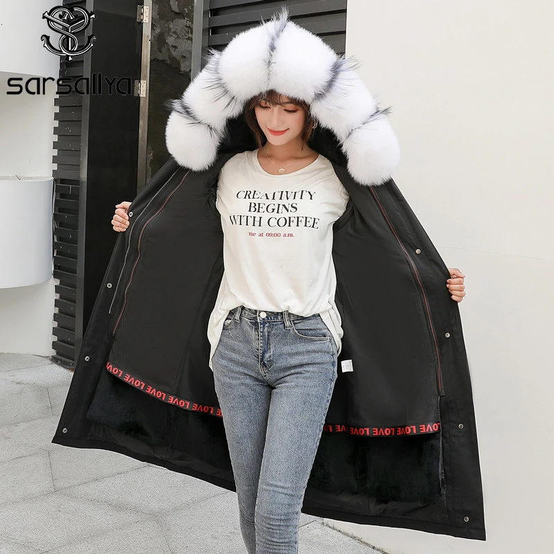 Пальто с натуральным мехом Женская парка из натурального Лисьего меха зимнее