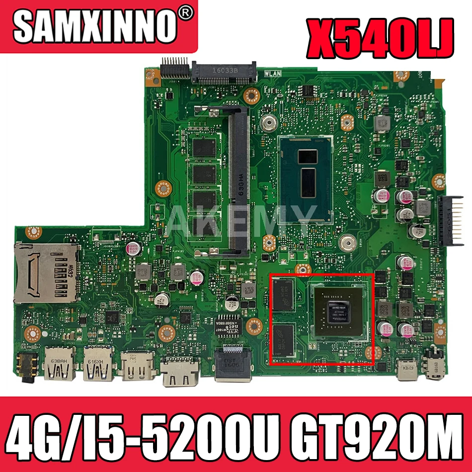 

New 90NB0B10-R00050 X540LJ REV2.1 Mianboard For ASUS X540L F540L X540LJ Laptop Motherboard 4G/I5-5200U GT920M (V2G)