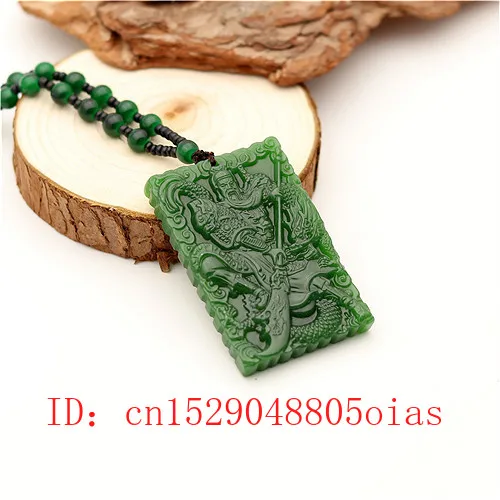 Натуральный зеленый китайский Нефритовый дракон воин Кулон ожерелье модное