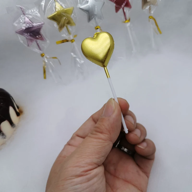 Романтическая пентаграмма свеча на день рождения блестящая краска золотой