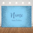 Блестящий синий фон с днем рождения для взрослых новорожденных детей на заказ Серебряный фон для фотосъемки на день рождения баннер для украшения вечеринки реквизит