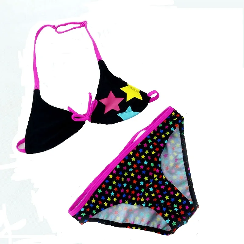 

New Summer Girls Swimsuit Bath Beach Bikini Colorful Stars Children Swimwear for Girls 8-16Y Kids Swimming Clothes