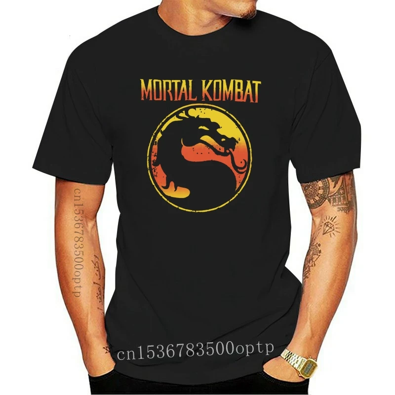 

Винтажный графический логотип Mortal Kombat, футболка для взрослых, модная Классическая футболка