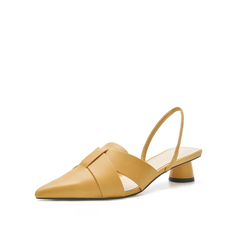 

Female Sandal Shallow Mouth Block Heels All-Match Shoes Closed Toe Med 2021 Summer Cross Girls Chunky Pointed Spring Comfort Med